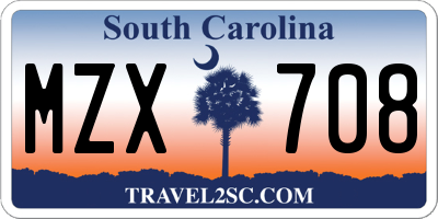 SC license plate MZX708