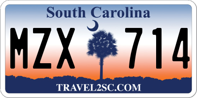 SC license plate MZX714