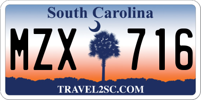 SC license plate MZX716
