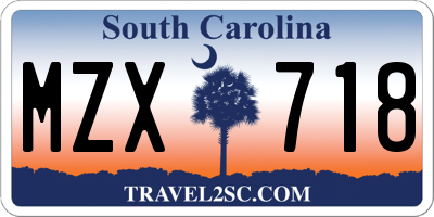 SC license plate MZX718