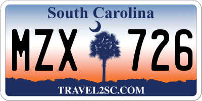 SC license plate MZX726