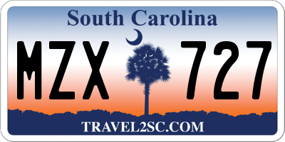 SC license plate MZX727