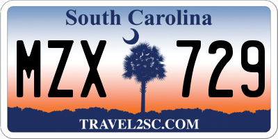 SC license plate MZX729