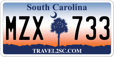 SC license plate MZX733