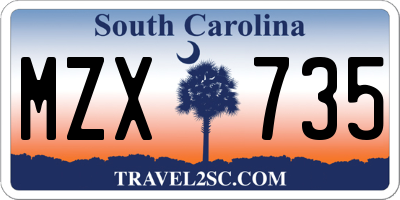 SC license plate MZX735