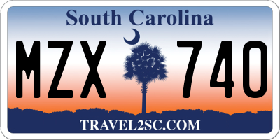 SC license plate MZX740