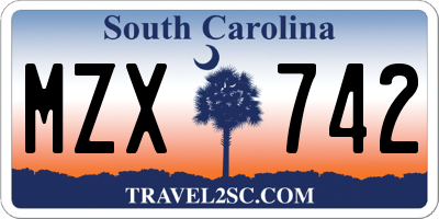 SC license plate MZX742