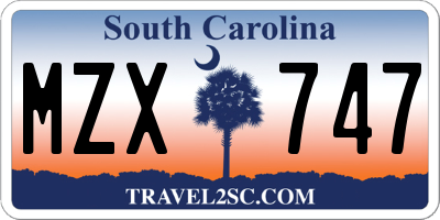 SC license plate MZX747