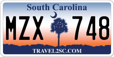 SC license plate MZX748