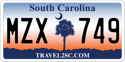 SC license plate MZX749