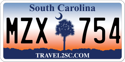 SC license plate MZX754
