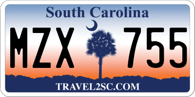 SC license plate MZX755