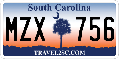 SC license plate MZX756