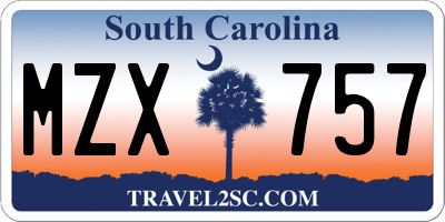 SC license plate MZX757