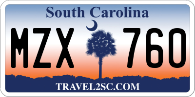 SC license plate MZX760