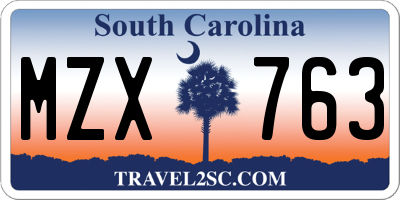 SC license plate MZX763