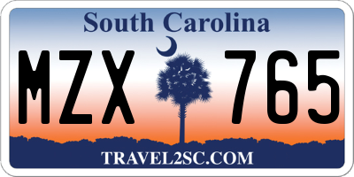 SC license plate MZX765