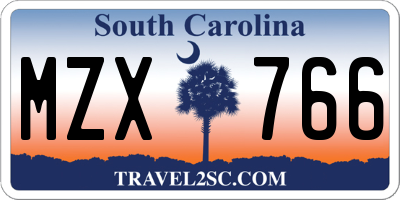 SC license plate MZX766