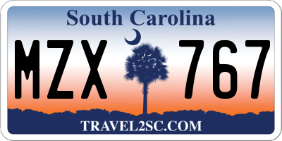 SC license plate MZX767