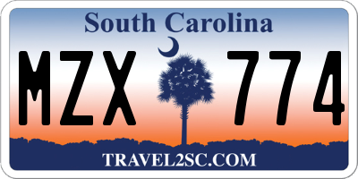 SC license plate MZX774