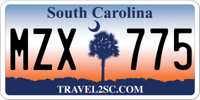 SC license plate MZX775