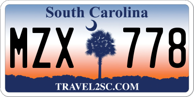 SC license plate MZX778