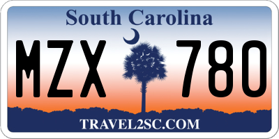 SC license plate MZX780