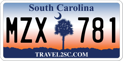 SC license plate MZX781
