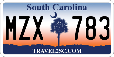 SC license plate MZX783