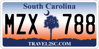 SC license plate MZX788