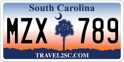 SC license plate MZX789