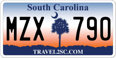 SC license plate MZX790