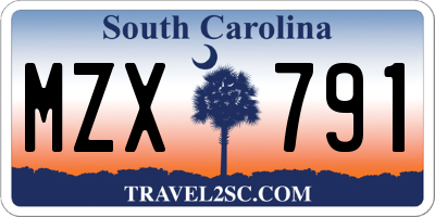 SC license plate MZX791