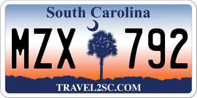 SC license plate MZX792