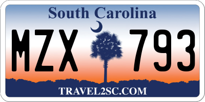SC license plate MZX793