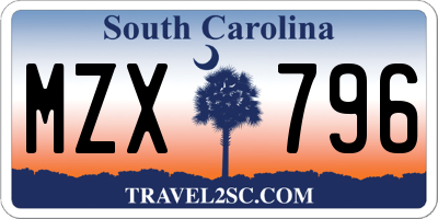 SC license plate MZX796