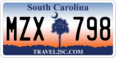 SC license plate MZX798