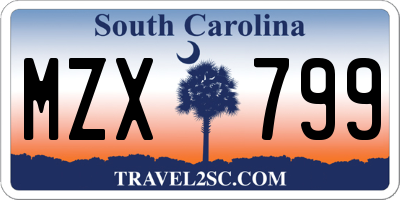 SC license plate MZX799