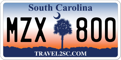 SC license plate MZX800