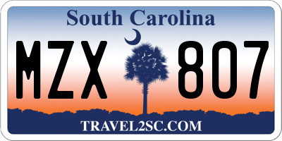 SC license plate MZX807
