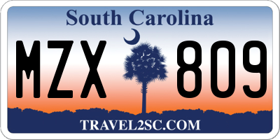 SC license plate MZX809