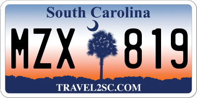 SC license plate MZX819
