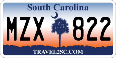 SC license plate MZX822