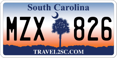SC license plate MZX826