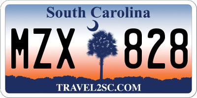 SC license plate MZX828
