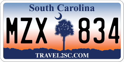 SC license plate MZX834