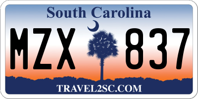 SC license plate MZX837
