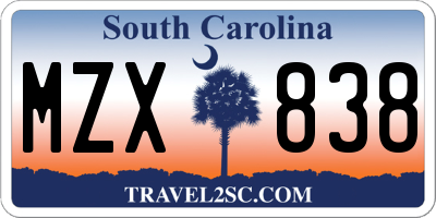 SC license plate MZX838
