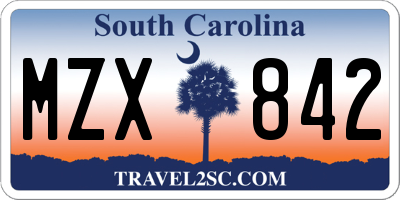 SC license plate MZX842