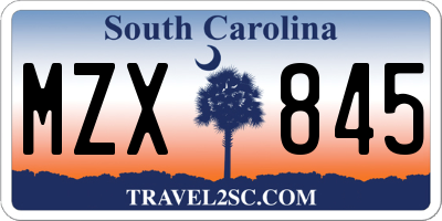 SC license plate MZX845